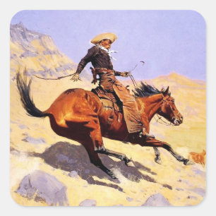 The Cowboy Western Art by Frederic Remington Square Sticker