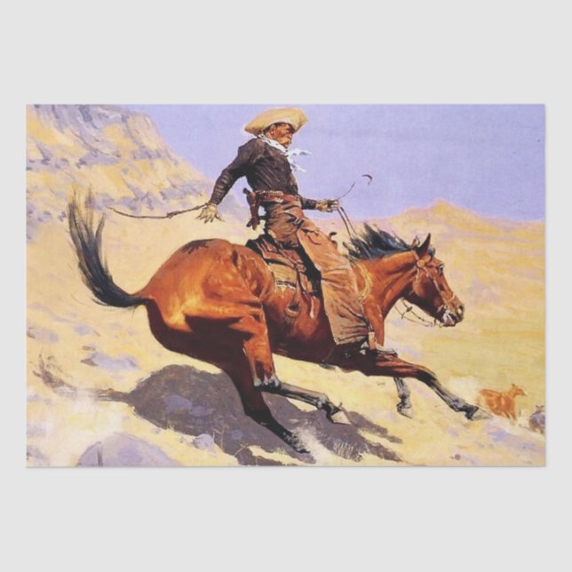 The Cowboy Western Art by Frederic Remington Tissue Paper (Front)