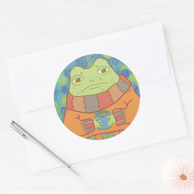 The Cozy Frog Classic Round Sticker (Envelope)