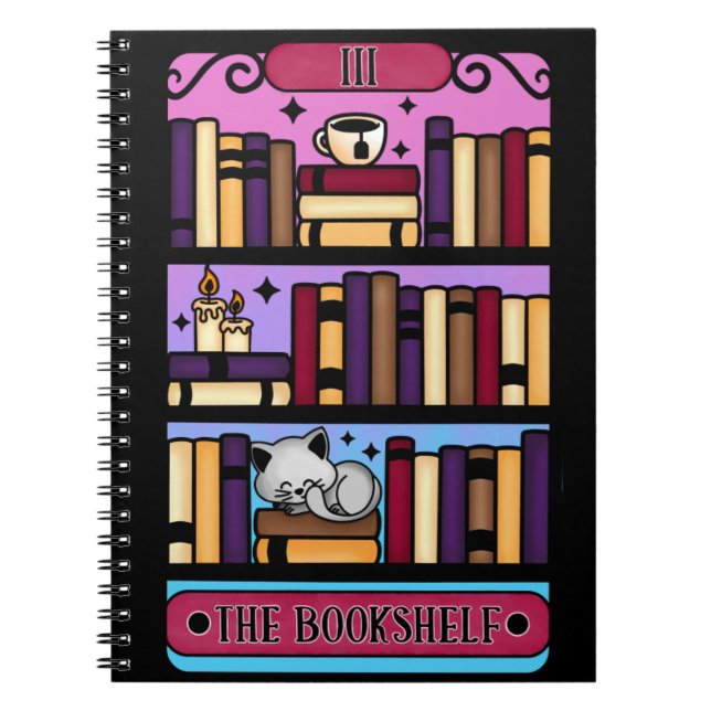 The Cozy Reader Bookshelf Tarot Notebook (Front)