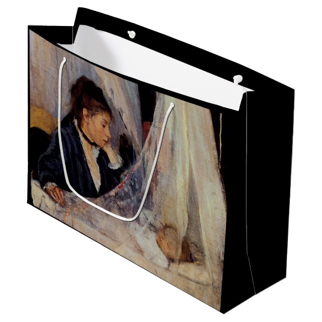 The Cradle by Berthe Morisot Large Gift Bag (Front Angled)