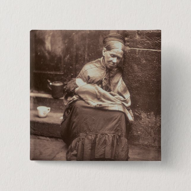 The Crawlers, from 'Street Life in London', 1877-7 2 Inch Square Button (Front)