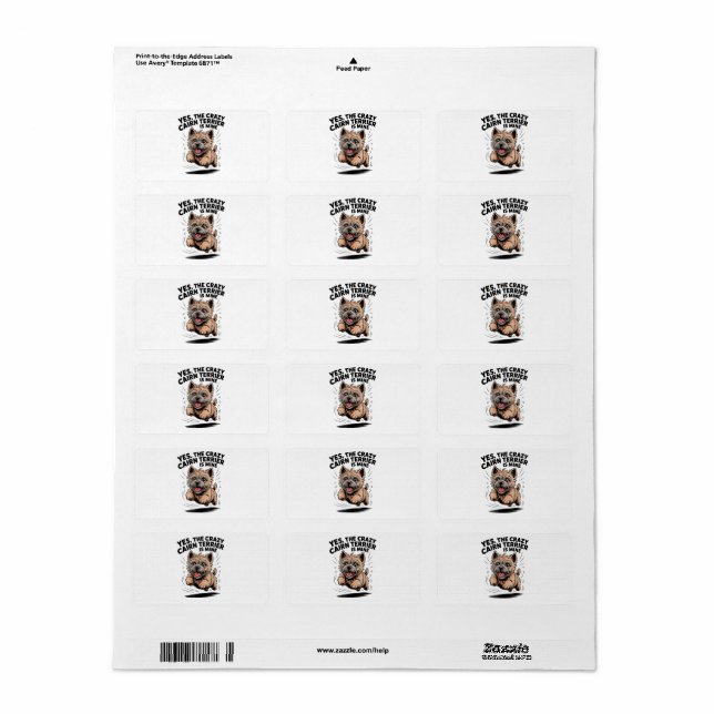  The Crazy Cairn Terrier is Mine Label (Full Sheet)
