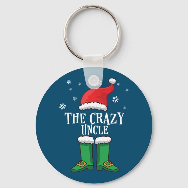 The Crazy Uncle - Matching Family Christmas Elf  Keychain (Front)