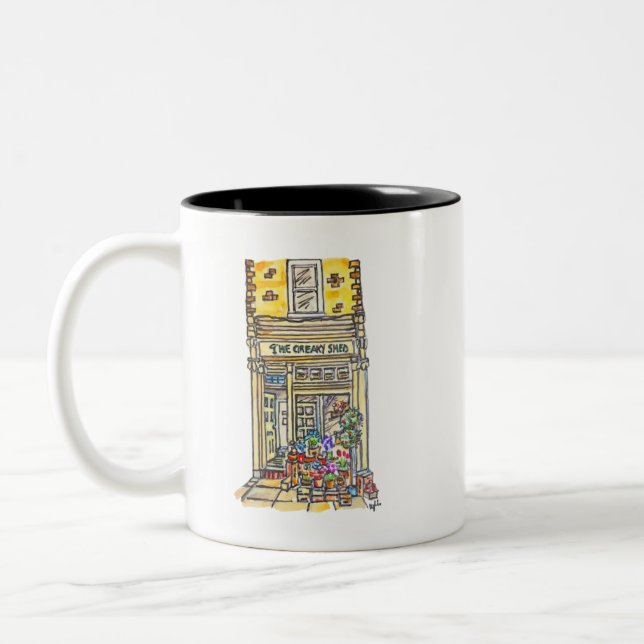 The Creaky Shed Green Grocer Two-Tone Coffee Mug (Left)