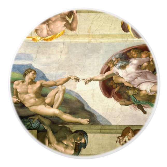The Creation of Adam by Michelangelo Fine Art Ceramic Knob (Front)
