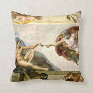The Creation of Adam by Michelangelo Fine Art Throw Pillow