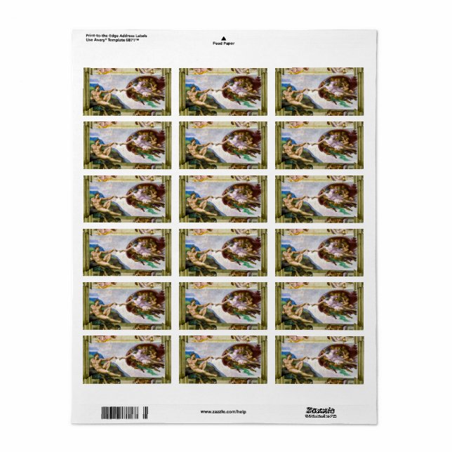 The Creation of Adam by Michelangelo Label (Full Sheet)