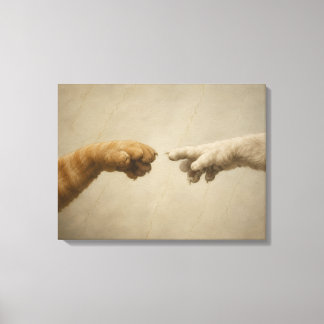 The Creation of Adam Cats Renaissance Parody Art Canvas Print
