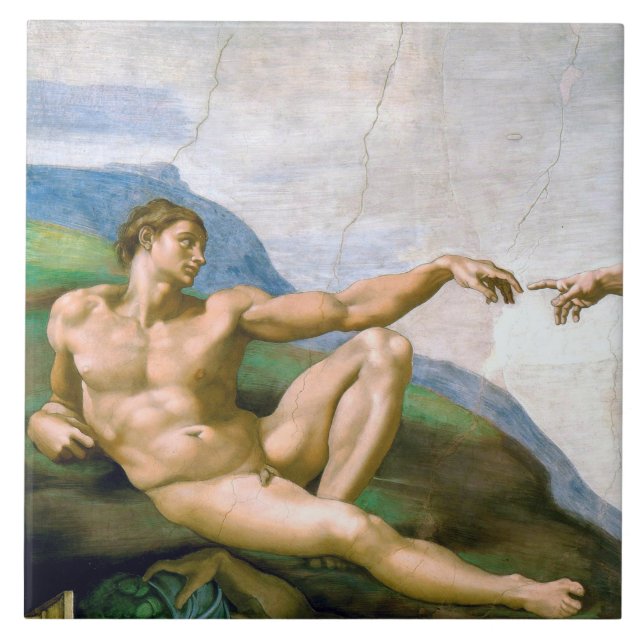 The Creation of Adam (detail), Michelangelo Tile (Front)