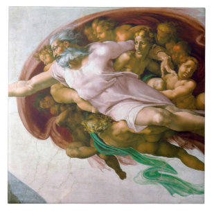 The Creation of Adam (detail), Michelangelo Tile
