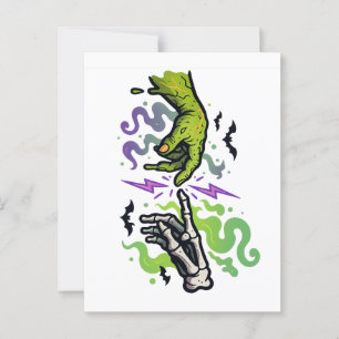 The Creation of Adam – Halloween Cartoon Parody Postcard