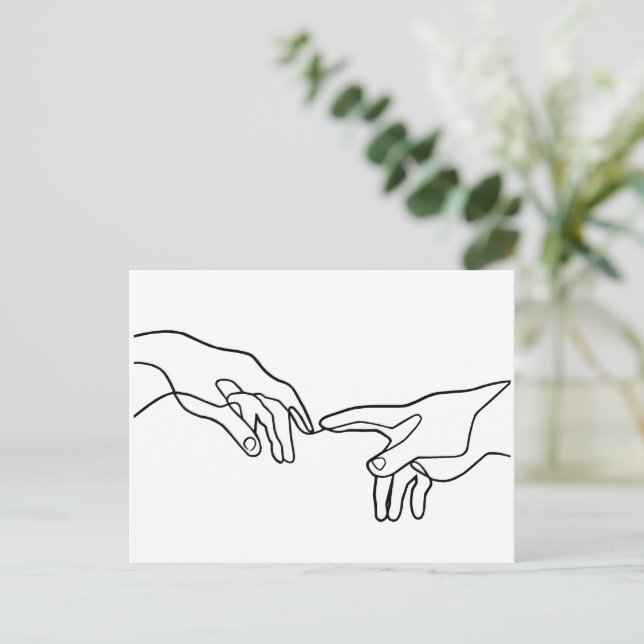 The Creation of Adam hands, Michelangelo  Postcard (Standing Front)