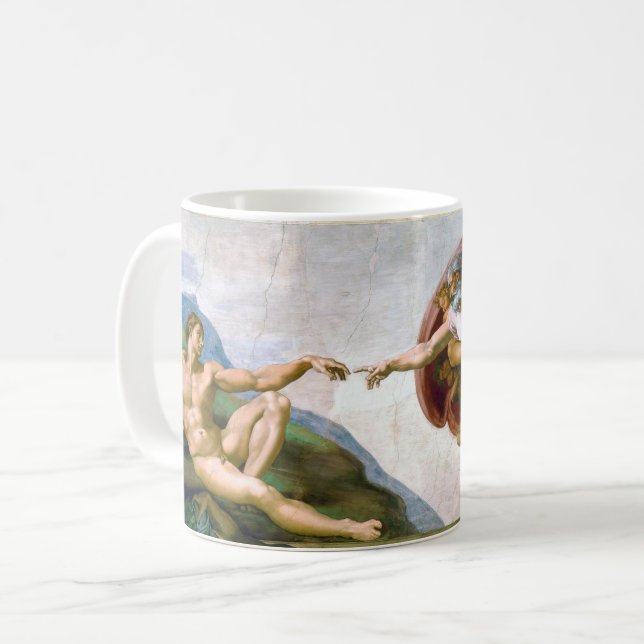 The Creation of Adam, Michelangelo, 1508-1512 Coffee Mug (Front Left)