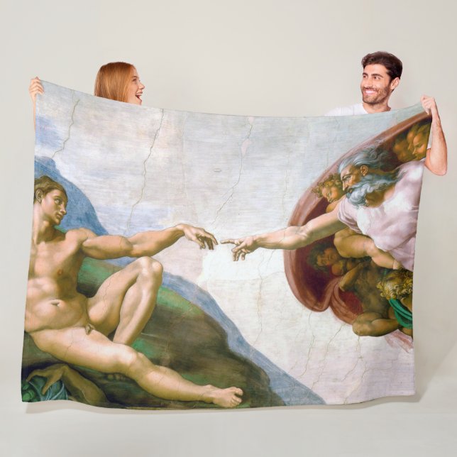 The Creation of Adam, Michelangelo Fleece Blanket (In Situ)