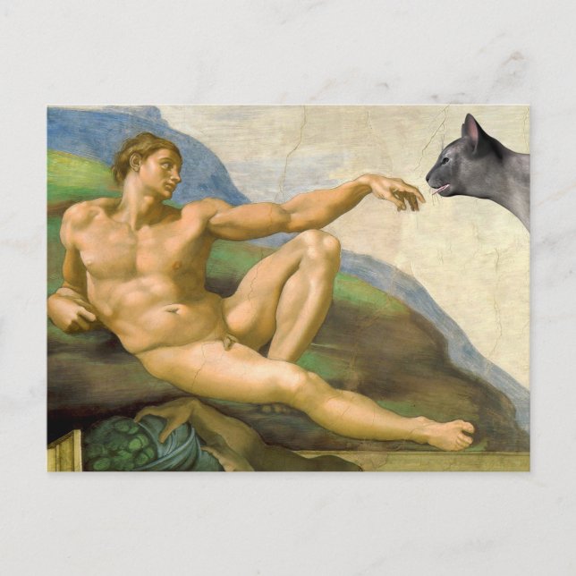 The Creation Of Adam Parody Postcard (Front)