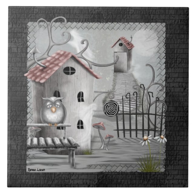 The Creek Gothic Folk Art Tile (Front)