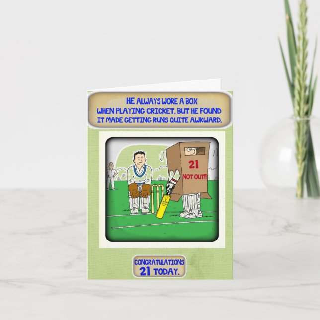 The Cricket Box. 21st birthday card (Front)