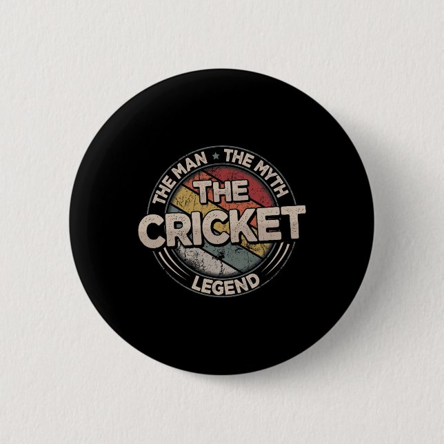 The Cricket Legend Retro Cricketer Men Cricket  2 Inch Round Button (Front)