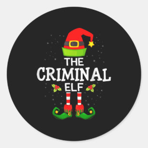 The Criminal Elf Christmas Family Matching Pajama Classic Round Sticker