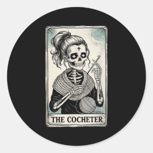 The Crocheter Tarot Card Funny Yarn Design Classic Round Sticker