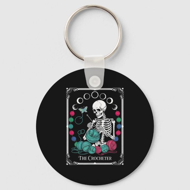 The Crocheter Tarot Card Funny Yarn Design  Keychain (Front)