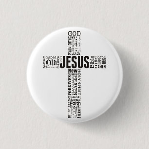 The Cross of Jesus Christ Word Cloud 1 Inch Round Button