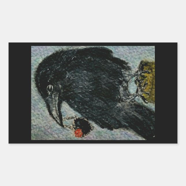 'The Crow that stole the rose necklace!'  Birthday Sticker (Front)