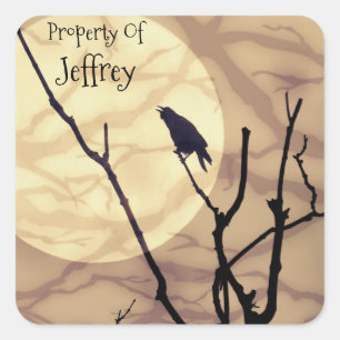 The Crow, The Moon, The Shadows *personalize* Square Sticker