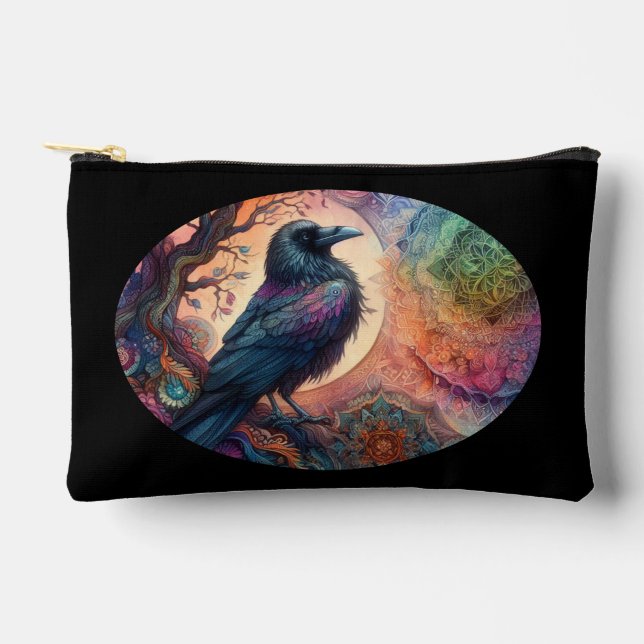 The Crow Tree of Life Mandala Pagan  Accessory Pouch (Front)