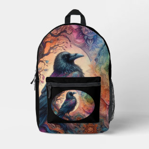 The Crow Tree of Life Mandala Pagan  Printed Backpack