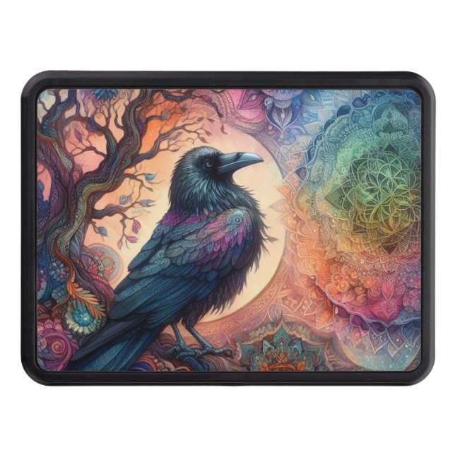 The Crow Tree of Life Mandala Pagan  Trailer Hitch Cover (Front)