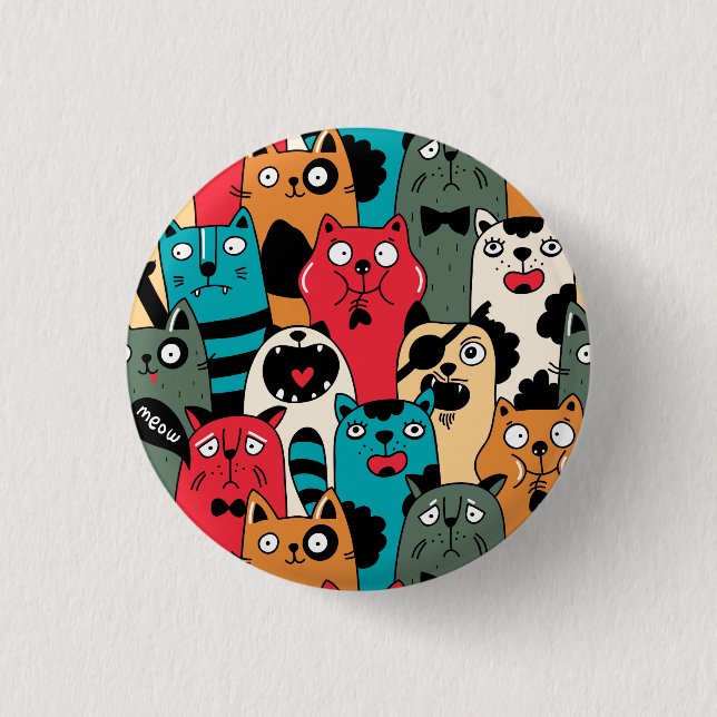 The crowd of cats 1 inch round button (Front)