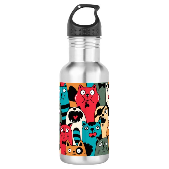The crowd of cats 532 ml water bottle (Front)