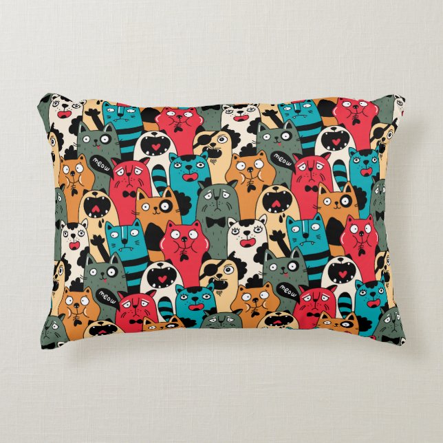 The crowd of cats accent pillow (Front)