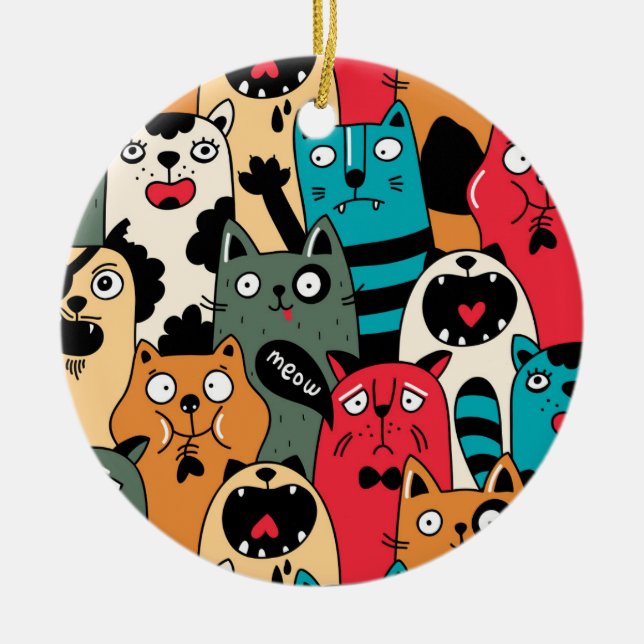 The crowd of cats ceramic ornament (Front)