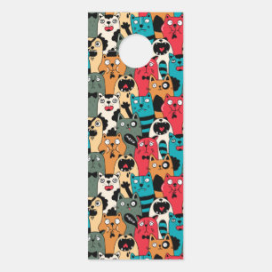 The crowd of cats door hanger