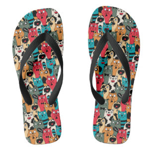 The crowd of cats flip flops