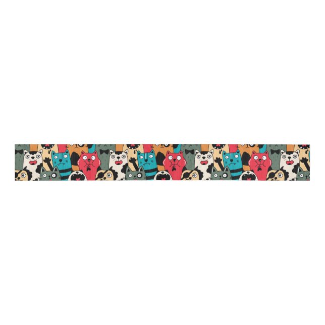 The crowd of cats grosgrain ribbon (Front)