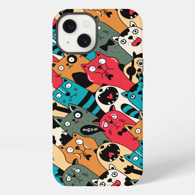 The crowd of cats iPhone case (Back)