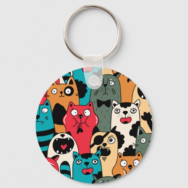The crowd of cats keychain (Front)