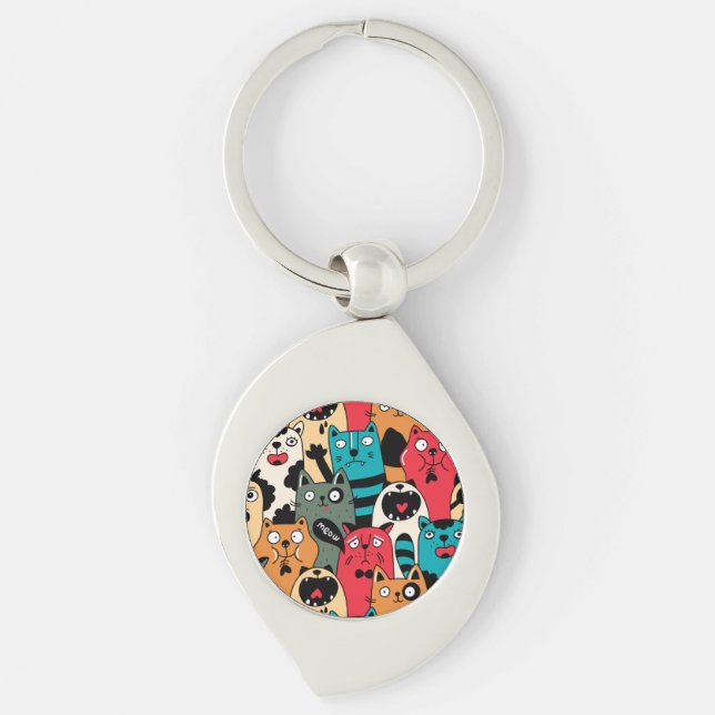 The crowd of cats keychain (Front)