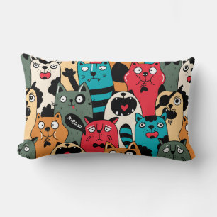 The crowd of cats lumbar pillow