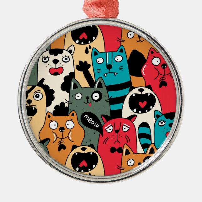 The crowd of cats metal ornament (Front)
