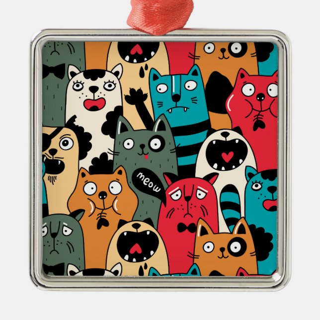 The crowd of cats metal ornament (Front)