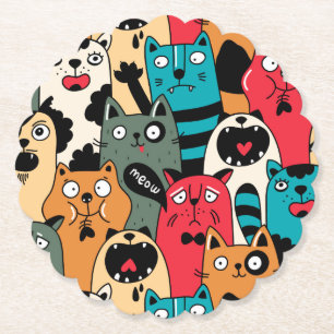 The crowd of cats paper coaster