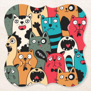 The crowd of cats paper coaster