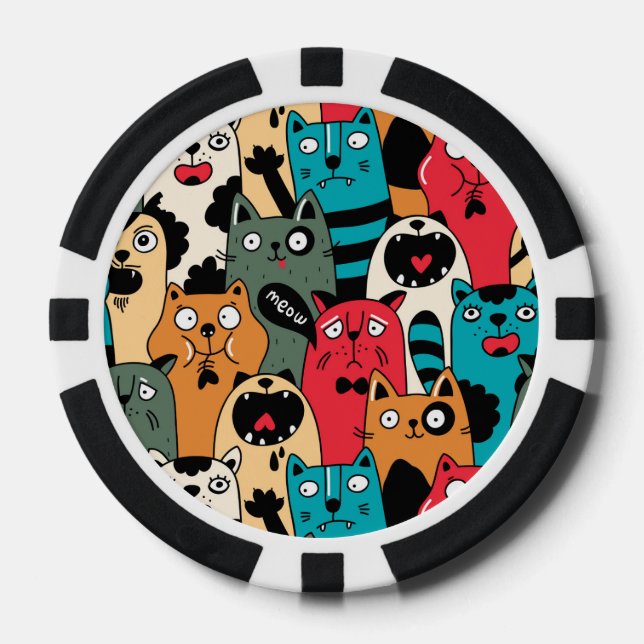 The crowd of cats poker chips (Front)