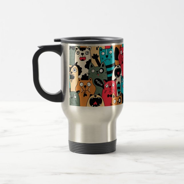 The crowd of cats travel mug (Left)
