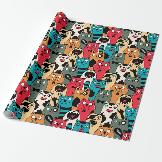 The crowd of cats wrapping paper (Unrolled)